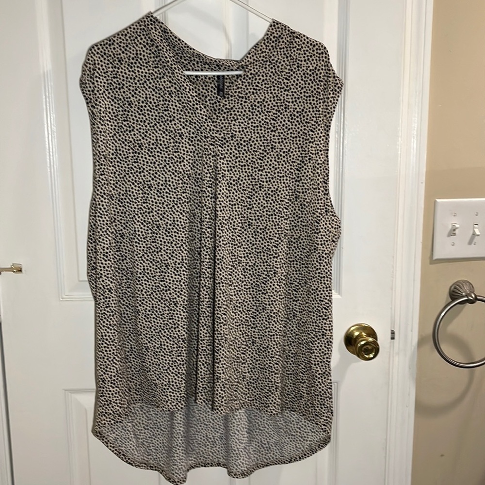 Tan & Black dot Blouse